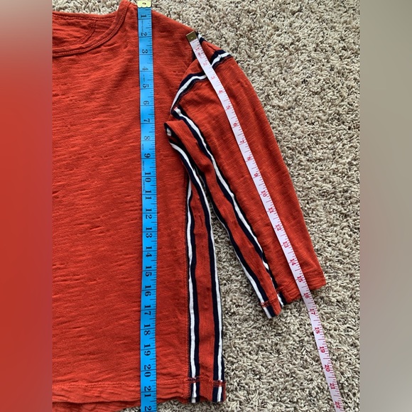 MADEWELL Style B6076 Rust Burnt Orange Boxy Fit Pullover Top Stripped Sides SZXS - Picture 10 of 11